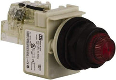 Schneider Electric - 110 VAC at 50/60 Hz via Transformer, 120 VAC at 50/60 Hz via Transformer Red Lens Press-to-Test Indicating Light - Round Lens, Screw Clamp Connector, Corrosion Resistant, Dust Resistant, Oil Resistant - Apex Tool & Supply