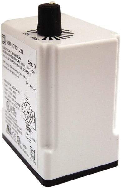 Square D - DPDT Time Delay Relay - 10 Contact Amp, 110 VDC & 120 VAC - Apex Tool & Supply