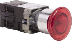 Schneider Electric - 22mm Mount Hole, Extended Mushroom Head, Pushbutton Switch Only - Round, Red Pushbutton, Maintained (MA), Momentary (MO), On-Off-On - Apex Tool & Supply
