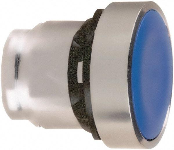 Schneider Electric - 22mm Mount Hole, Flush, Pushbutton Switch Only - Round, Blue Pushbutton, Nonilluminated, Momentary (MO) - Apex Tool & Supply