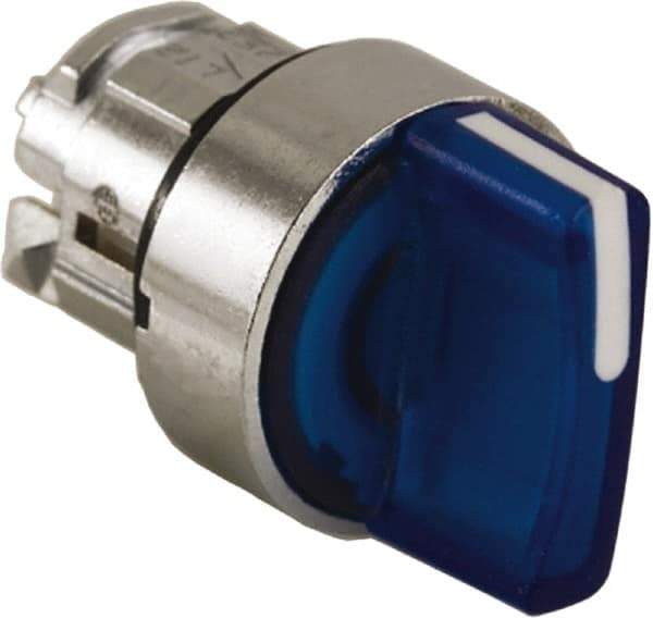 Schneider Electric - 22mm Mount Hole, 3 Position, Handle Operated, Selector Switch - Blue, Maintained (MA), Illuminated, Shock, Vibration and Water Resistant - Apex Tool & Supply