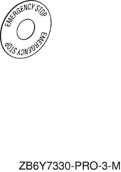 Schneider Electric - Round, Legend Plate - Emergency Stop - Yellow Background, Black Letters, 45mm Overall Diameter - Apex Tool & Supply