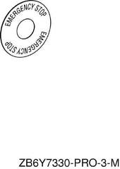 Schneider Electric - Round, Legend Plate - Emergency Stop - Yellow Background, Black Letters, 45mm Overall Diameter - Apex Tool & Supply