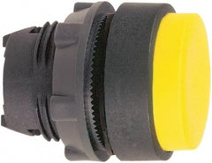 Schneider Electric - 22mm Mount Hole, Extended Straight, Pushbutton Switch Only - Round, Yellow Pushbutton, Nonilluminated, Maintained (MA) - Apex Tool & Supply