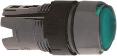 Schneider Electric - 16mm Mount Hole, Flush, Pushbutton Switch Only - Round, Green Pushbutton, Illuminated, Maintained (MA), Vibration Resistant - Apex Tool & Supply