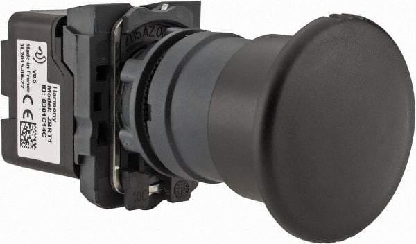 Schneider Electric - Extended Mushroom Head Pushbutton Switch Transmitter - Black, Round Button, Nonilluminated - Apex Tool & Supply
