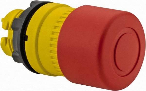Schneider Electric - 22mm Mount Hole, Extended Mushroom Head, Pushbutton Switch Only - Round, Red Pushbutton, Nonilluminated, Trigger Action, Off, Shock and Vibration Resistant - Apex Tool & Supply