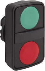 Schneider Electric - 22mm Mount Hole, Extended Straight, Flush, Pushbutton Switch Only - Rectangle, Green and Red Pushbutton, Nonilluminated, Momentary (MO), On-Off, Shock and Vibration Resistant - Apex Tool & Supply