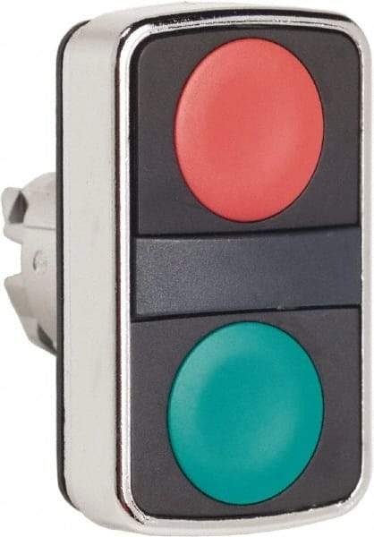 Schneider Electric - 22mm Mount Hole, Flush, Pushbutton Switch Only - Rectangle, Green and Red Pushbutton, Nonilluminated, Momentary (MO), On-Off, Shock and Vibration Resistant - Apex Tool & Supply