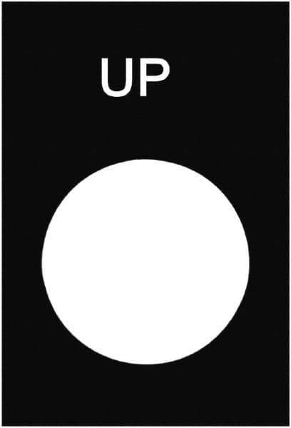 Schneider Electric - Rectangular, PVC Legend Plate - Up - Black Background, White Letters, 22mm Hole Diameter, 30mm Wide x 40mm High - Apex Tool & Supply