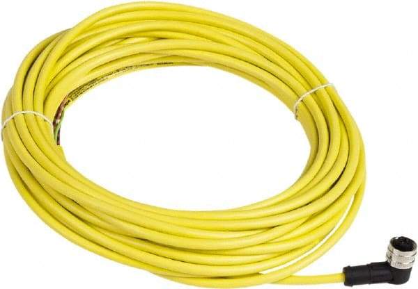 Telemecanique Sensors - 4 Amp, Elbowed Female Connector 1/2 inch 20 UNF 3 Pin Cordset Sensor and Receptacle - 250 VAC, 300 VDC, 10m Cable Length, IP65, IP67 Ingress Rating - Apex Tool & Supply
