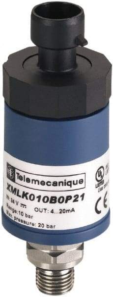Square D - 1/4-18 NPT (Male) Connector, 24 VDC, 100 psi Sensor, Shock and Vibration Resistant, Analog, Control Circuit Pressure Sensor - 2.5787 Inch Long x 1.417 Inch Wide, IP65, For Use with Air, Fresh Water - Apex Tool & Supply