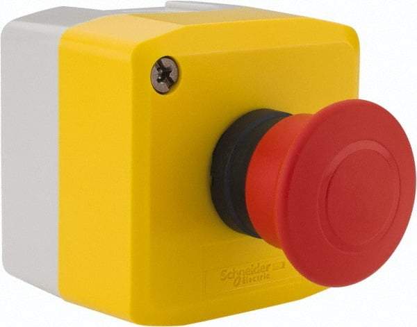 Schneider Electric - 1 Operator, Mushroom Head Control Station - No Legend (Legend), Push-Pull Switch, NC Contact, NEMA 13, 4X - Apex Tool & Supply
