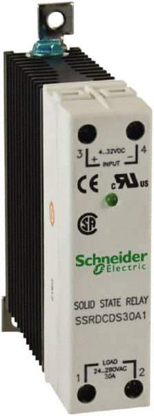Schneider Electric - 4-32 VDC, Solid State Screw General Purpose Relay - 30 Amp at 280 VAC, SPST, 22.5mm Wide x 98.8mm High x 97.7mm Deep - Apex Tool & Supply