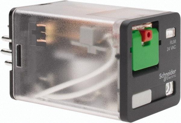 Schneider Electric - 3 at 60 Hz VA Power Rating, Octal Electromechanical Plug-in General Purpose Relay - 10 Amp at 250 VAC, 3PDT, 24 VAC, 35mm Wide x 56mm High x 35.4mm Deep - Apex Tool & Supply