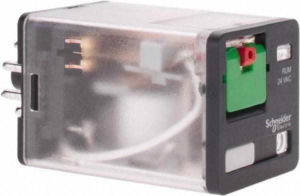 Schneider Electric - 3 at 60 Hz VA Power Rating, Octal Electromechanical Plug-in General Purpose Relay - 10 Amp at 277 VAC & 30 VDC, DPDT, 24 VAC, 35mm Wide x 56mm High x 35.4mm Deep - Apex Tool & Supply
