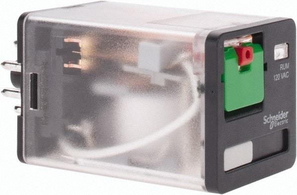 Schneider Electric - 3 at 60 Hz VA Power Rating, Octal Electromechanical Plug-in General Purpose Relay - 10 Amp at 277 VAC & 30 VDC, DPDT, 120 VAC, 35mm Wide x 56mm High x 35.4mm Deep - Apex Tool & Supply