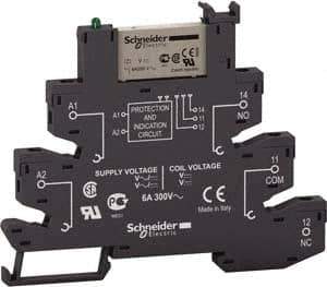 Schneider Electric - 1,500 VA Power Rating, Electromechanical Screw General Purpose Relay - 6 Amp at 12 V, SPDT, 12 VAC/VDC, 6.2mm Wide x 78.7mm High x 96mm Deep - Apex Tool & Supply