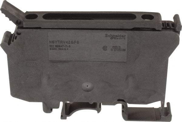 Schneider Electric - 1 Pole, 500 Volt, 10 Amp, -40 to 266°F, DIN Rail Mount, Polyamide Fused Terminal Block - 3 Contacts, 1/2 to 16mm Compatibility, 60-1/2mm High - Apex Tool & Supply