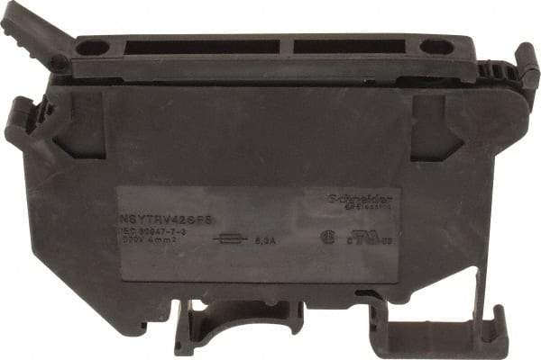 Schneider Electric - 1 Pole, 500 Volt, 6.3 Amp, -40 to 266°F, DIN Rail Mount, Polyamide Fused Terminal Block - 3 Contacts, 26 to 10 AWG Compatibility, 56-1/2mm High - Apex Tool & Supply