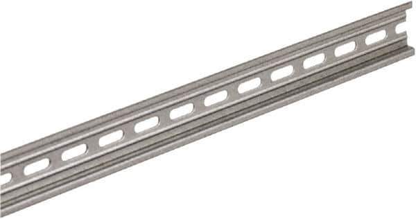 Square D - 1/2m Long x 0.3 Inch Wide x 1.38 Inch High x Steel DIN Rail - 0.04 Inch Thick - Apex Tool & Supply