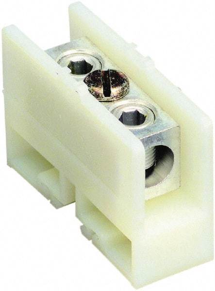 Square D - 600 VAC, 255 Amp, -40 to 275°F, DIN Rail Mount, Nylon Standard Terminal Block - 1 Contact, Tin Plated Aluminum, 6 AWG Compatibility Size, 2.32 Inch High x 3.23 Inch Deep - Apex Tool & Supply
