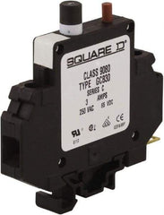 Square D - 3 Amp, 250 VAC, 65 VDC, 1 Pole, DIN Rail Mount Circuit Protector - Thermal Magnetic Trip, 16-10 AWG, 64mm Deep x 80mm High x - Apex Tool & Supply