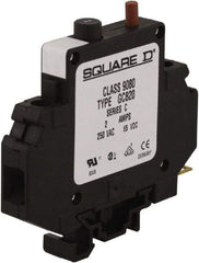 Square D - 2 Amp, 250 VAC, 65 VDC, 1 Pole, DIN Rail Mount Circuit Protector - Thermal Magnetic Trip, 16-10 AWG, 64mm Deep x 80mm High x - Apex Tool & Supply