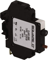 Square D - 15 Amp, 125 VAC, 65 VDC, 1 Pole, DIN Rail Mount Circuit Protector - Thermal Magnetic Trip, 16-10 AWG, 64mm Deep x 80mm High x - Apex Tool & Supply