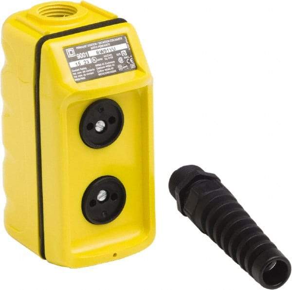 Schneider Electric - 2 Operator, Pushbutton Pendant Control Station - No Legend, Momentary Switch, 4NO/4NC Contact, NEMA 1, 3, 3R, 4, 4X - Apex Tool & Supply