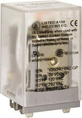 Square D - 8 Pins, 1 hp at 277 Volt & 1/3 hp at 120 Volt, 3 VA Power Rating, Square Electromechanical Plug-in General Purpose Relay - 10 Amp at 250 VAC, DPDT, 120 VAC at 50/60 Hz, 34.9mm Wide x 50mm High x 35.4mm Deep - Apex Tool & Supply