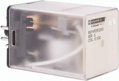 Square D - 8 Pins, 1 hp at 277 Volt & 1/3 hp at 120 Volt, 3 VA Power Rating, Octal Electromechanical Plug-in General Purpose Relay - 10 Amp at 250 VAC, DPDT, 12 VDC, 34.9mm Wide x 50.3mm High x 35.4mm Deep - Apex Tool & Supply