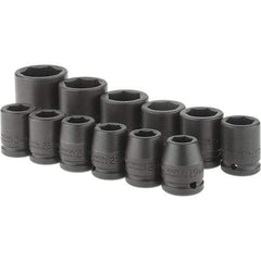 Proto - 12 Piece 3/4" Drive Black Finish Impact Socket Set - 6 Points, 19mm to 46mm Range, Metric Measurement Standard - Apex Tool & Supply