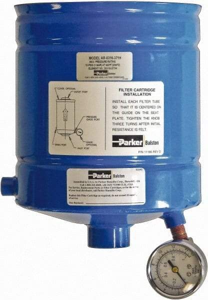 Parker - 1 NPT Air Compressor Exhaust Filter - 20 CFM, 15 psi, 7.4" Diam x 8.8" High, Use with Welch Pump Models #1397 - Apex Tool & Supply