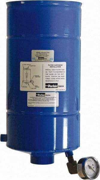 Parker - 1-1/2 NPT Air Compressor Exhaust Filter - 43 CFM, 15 psi, 7.4" Diam x 15" High, Use with Welch Pump Models #1374 - Apex Tool & Supply