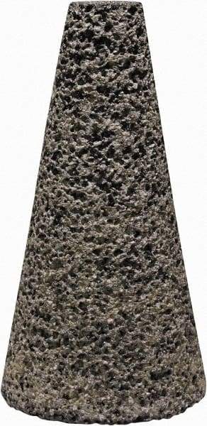 Tru-Maxx - Type 17, 1-1/2" Max Diam, 3" Head Thickness, 16 Grit Oval Cone - Zirconia Alumina, Coarse Grade, 3/8-24 Shank Thread - Apex Tool & Supply