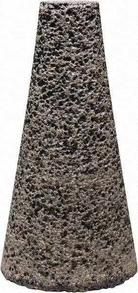 Tru-Maxx - Type 17, 2" Max Diam, 4" Head Thickness, 16 Grit Oval Cone - Zirconia Alumina, Coarse Grade, 5/8-11 Shank Thread - Apex Tool & Supply