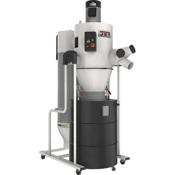 Jet - 1µm, 230 Volt Portable Dust Collector with Filter - 30-7/16" Long x 57" Deep x 88" High, 4" Connection Diam, 5,609' per min Air Flow - Apex Tool & Supply
