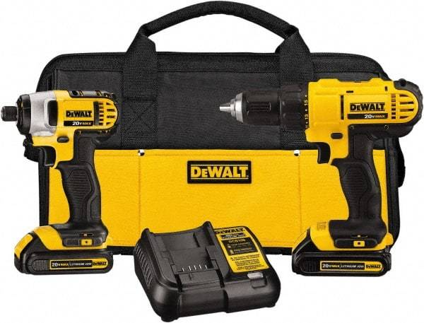 DeWALT - 20 Volt Cordless Tool Combination Kit - Includes 1/2" Drill/Driver & 1/4" Impact Driver, Lithium-Ion Battery Included - Apex Tool & Supply