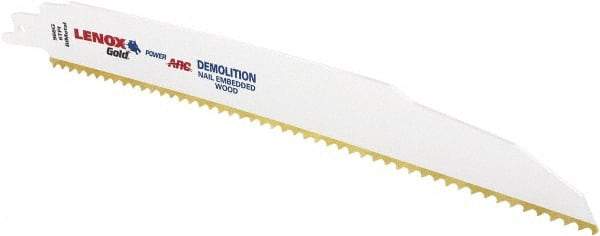 Lenox - 9" Long x 7/8" Thick, Bi-Metal Reciprocating Saw Blade - Tapered Profile, 6 TPI, Toothed Edge, Universal Shank - Apex Tool & Supply