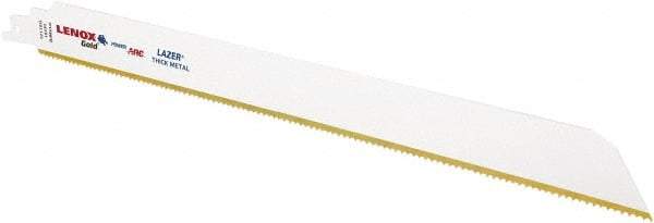 Lenox - 12" Long x 1" Thick, Bi-Metal Reciprocating Saw Blade - Tapered Profile, 10 TPI, Toothed Edge, Universal Shank - Apex Tool & Supply