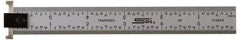 SPI - 18" Long, 1/64, 1/32" and 0.5, 1mm Graduation, Tool Steel Rule - English/Metric Graduation Style, 1-1/8" Wide, Silver, Satin Chrome Finish - Apex Tool & Supply