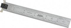 SPI - 6" Long, 1/100, 1/64, 1/50, 1/32" Graduation, Tool Steel Rule - 16R Graduation Style, 3/4" Wide, Silver, Satin Chrome Finish - Apex Tool & Supply
