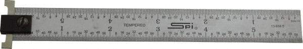 SPI - 6" Long, 1/64, 1/32" and 0.5, 1mm Graduation, Tool Steel Rule - English/Metric Graduation Style, 3/4" Wide, Silver, Satin Chrome Finish - Apex Tool & Supply