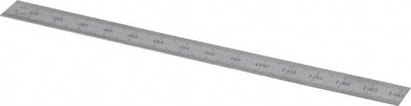 SPI - 6" Long, 1/64, 1/32" and 0.5, 1mm Graduation, Flexible Steel Rule - English/Metric Graduation Style, 1/2" Wide, Silver, Satin Chrome Finish - Apex Tool & Supply
