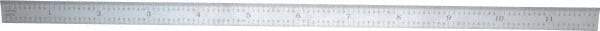 SPI - 12" Long, 1/100, 1/64, 1/50, 1/32" Graduation, Flexible Steel Rule - 16R Graduation Style, 1/2" Wide, Silver, Satin Chrome Finish - Apex Tool & Supply