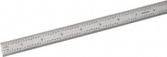 SPI - 18" Long, 1/100, 1/64, 1/50, 1/32" Graduation, Flexible Steel Rule - 16R Graduation Style, 3/4" Wide, Silver, Satin Chrome Finish - Apex Tool & Supply