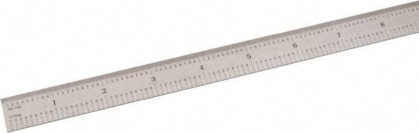 SPI - 24" Long, 1/100, 1/64, 1/32, 1/10" Graduation, Flexible Steel Rule - 5R Graduation Style, 3/4" Wide, Silver, Satin Chrome Finish - Apex Tool & Supply