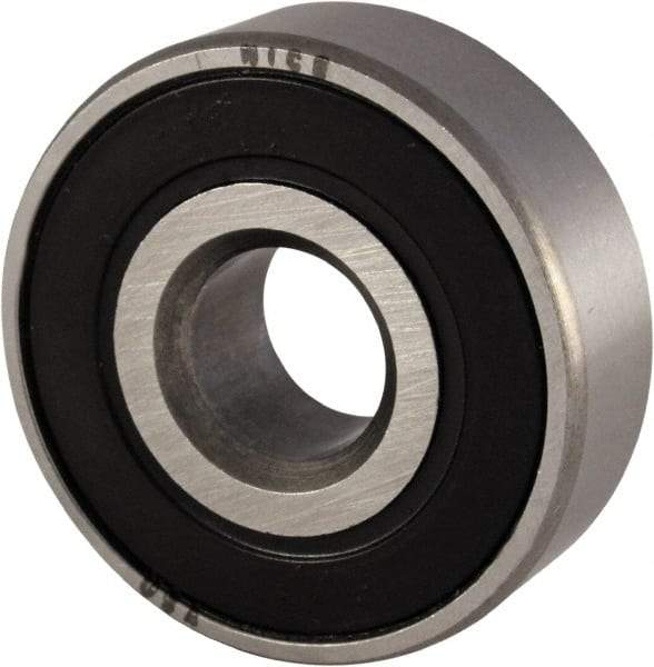 Nice - 5/8" Bore Diam, 1-3/8" OD, Double Seal Semi Ground Extra Light Radial Ball Bearing - 7/16" Wide, 1 Row, Round Bore, 850 Lb Static Capacity, 940 Lb Dynamic Capacity - Apex Tool & Supply
