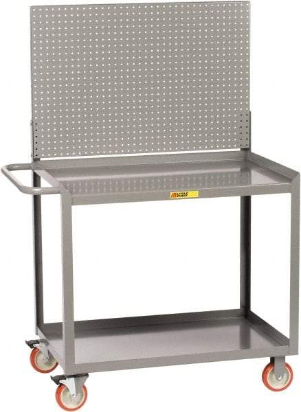 Little Giant - 1,200 Lb Capacity, 2 Shelf Mobile Workbench with Pegboard Panel - 48" Wide x 24" Deep x 60" High, Steel - Apex Tool & Supply